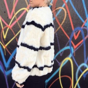 striped faux fur jacket